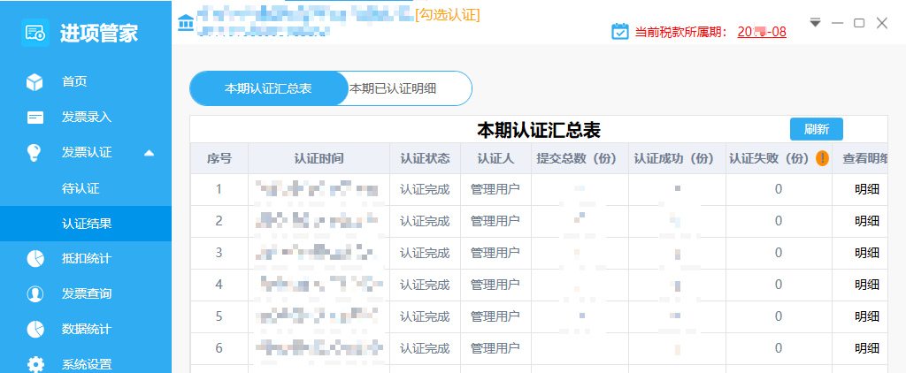 认证结果
